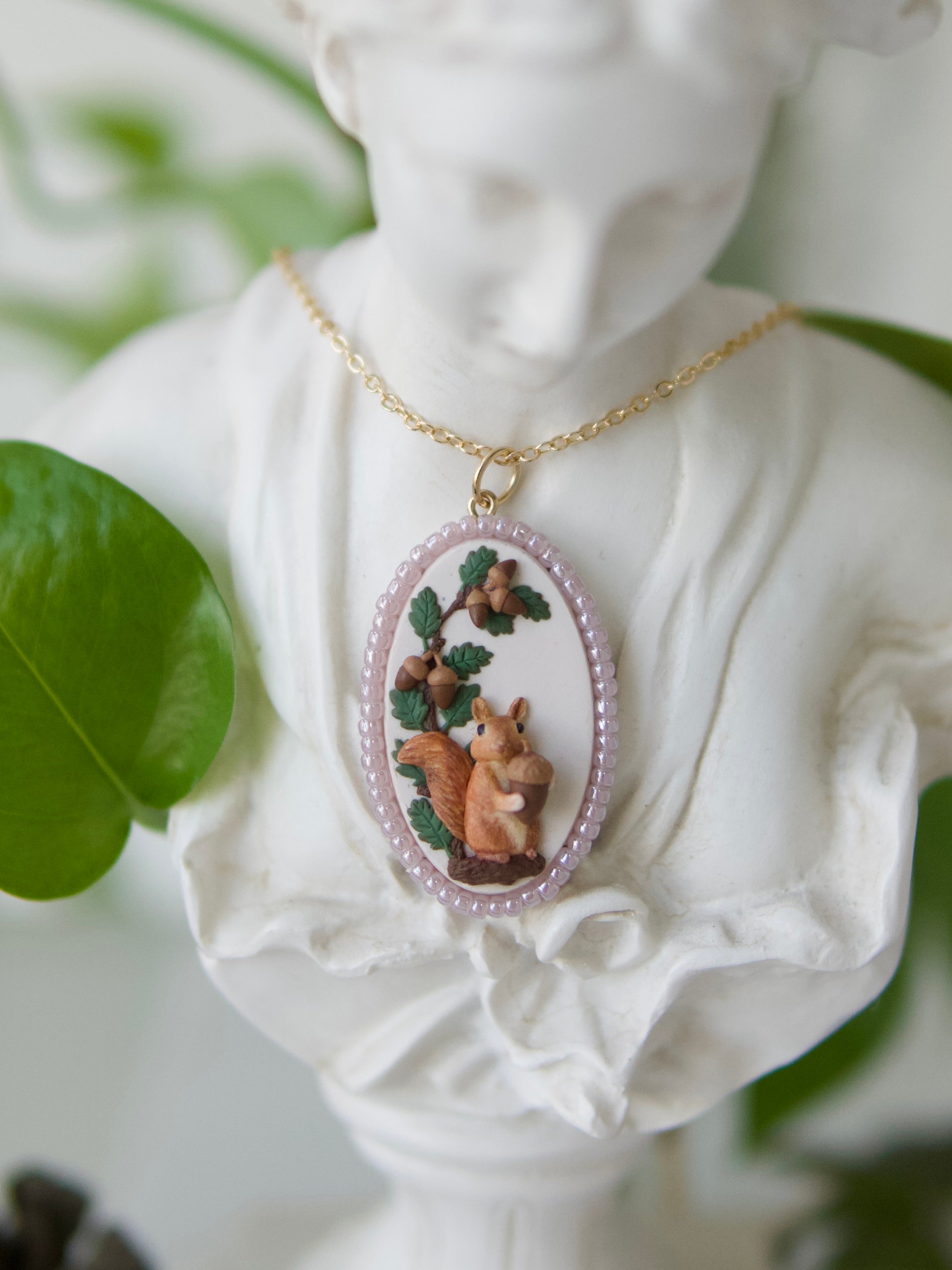Woodland Acorn Squirrel Necklace
