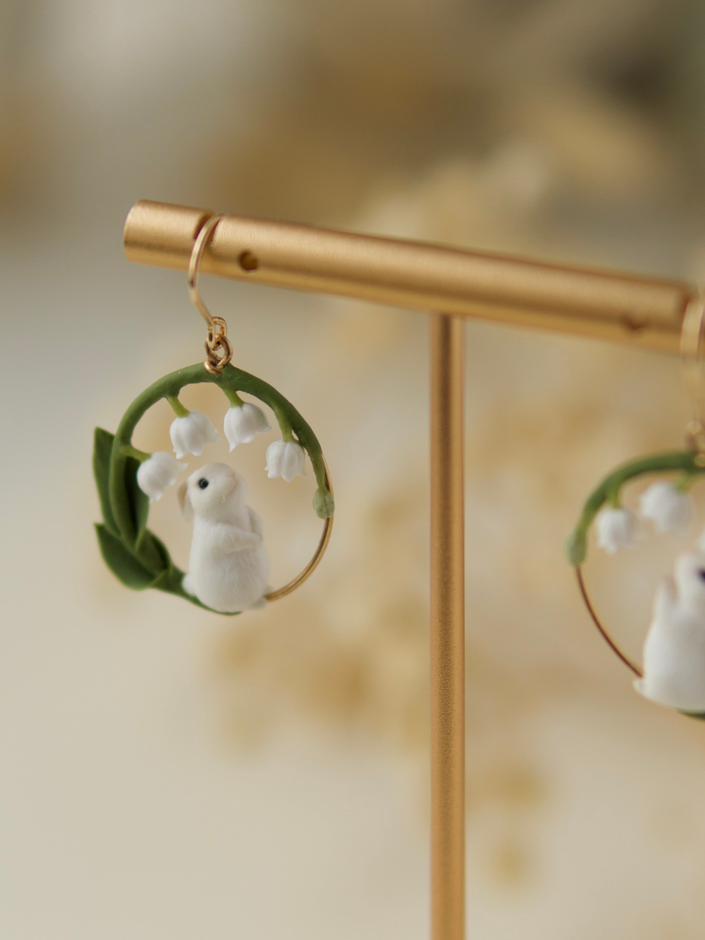 Lily of the Valley Rabbit Earrings