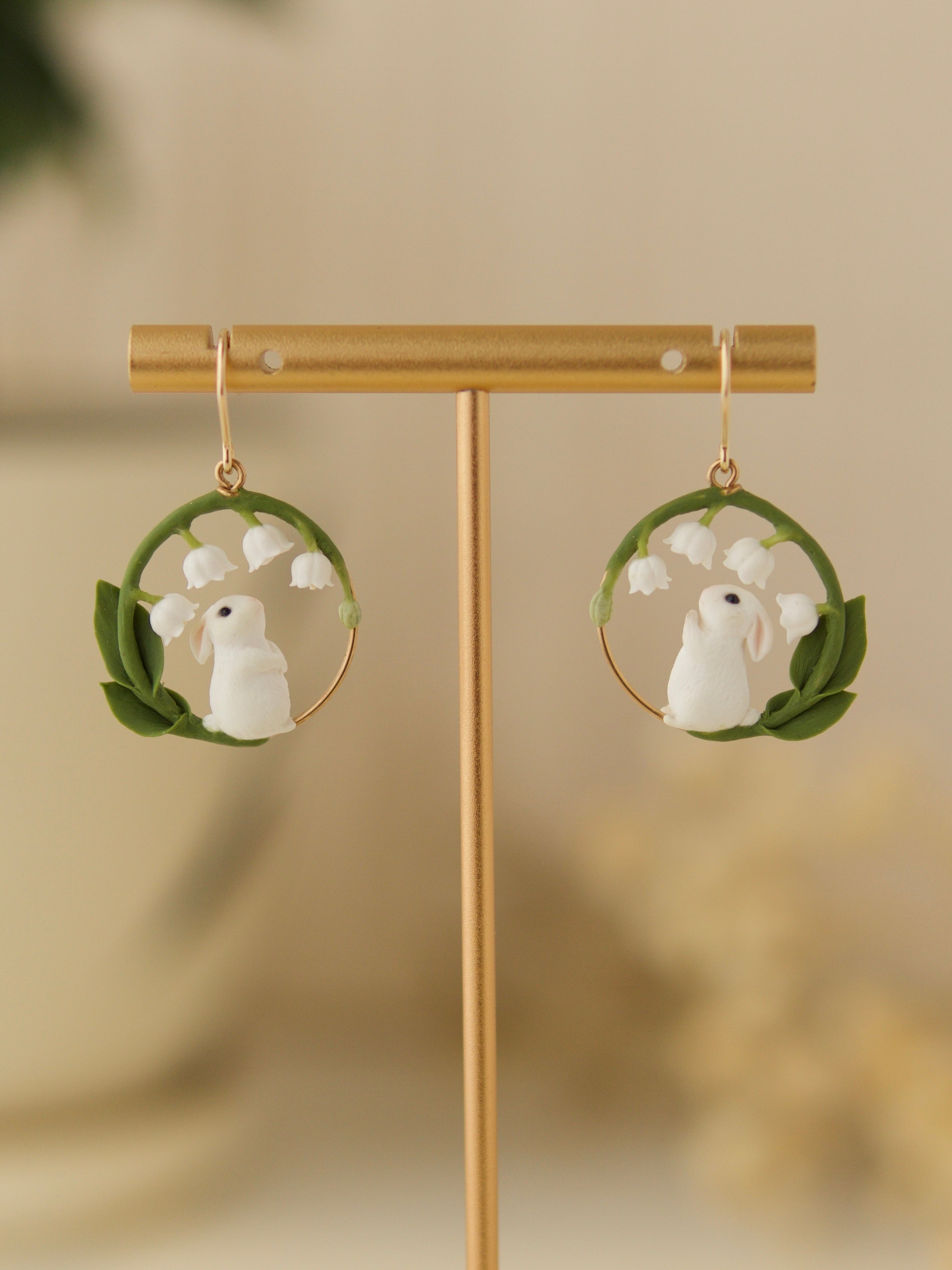 Lily of the Valley Rabbit Earrings
