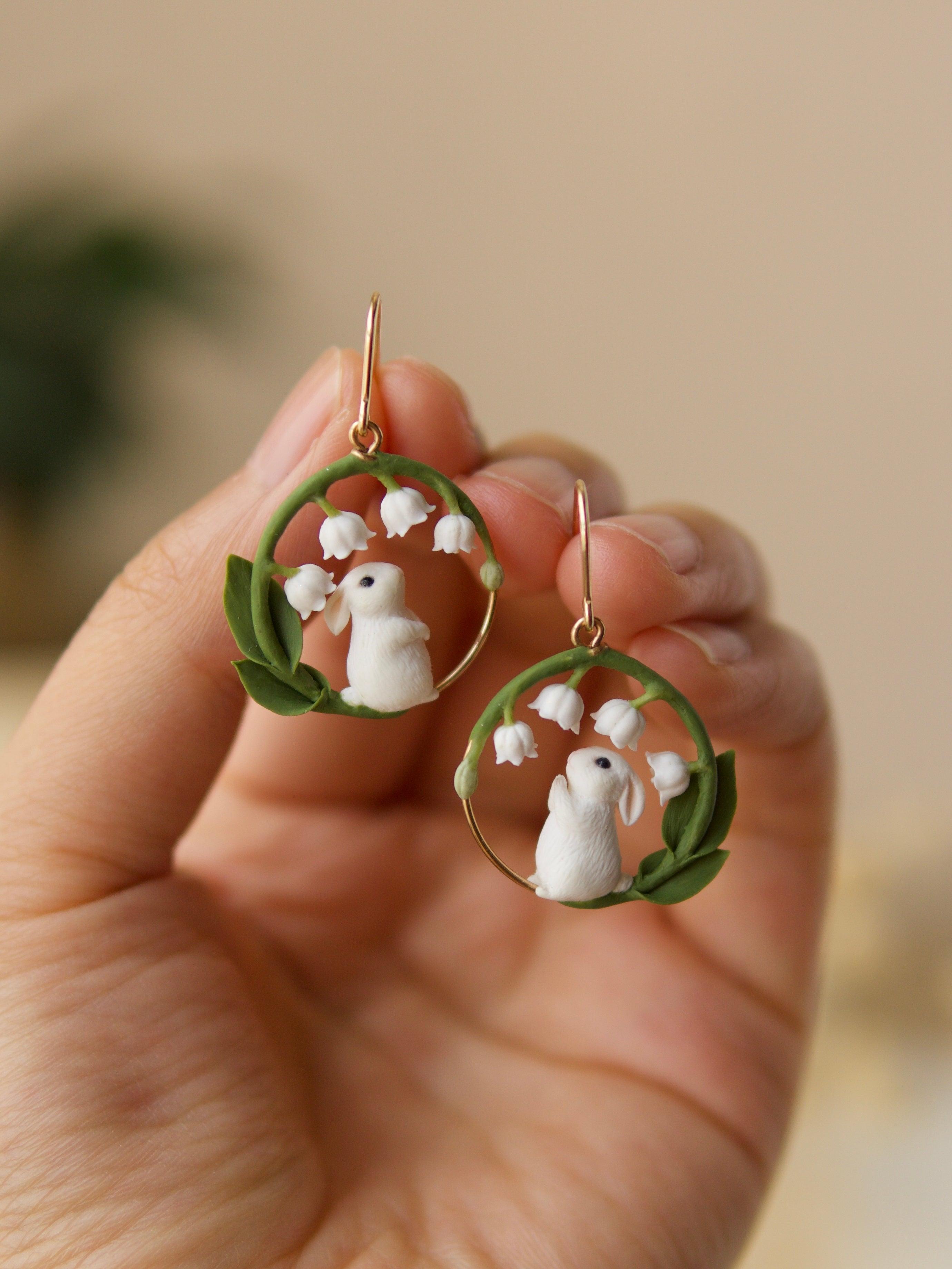 Lily of the Valley Rabbit Earrings