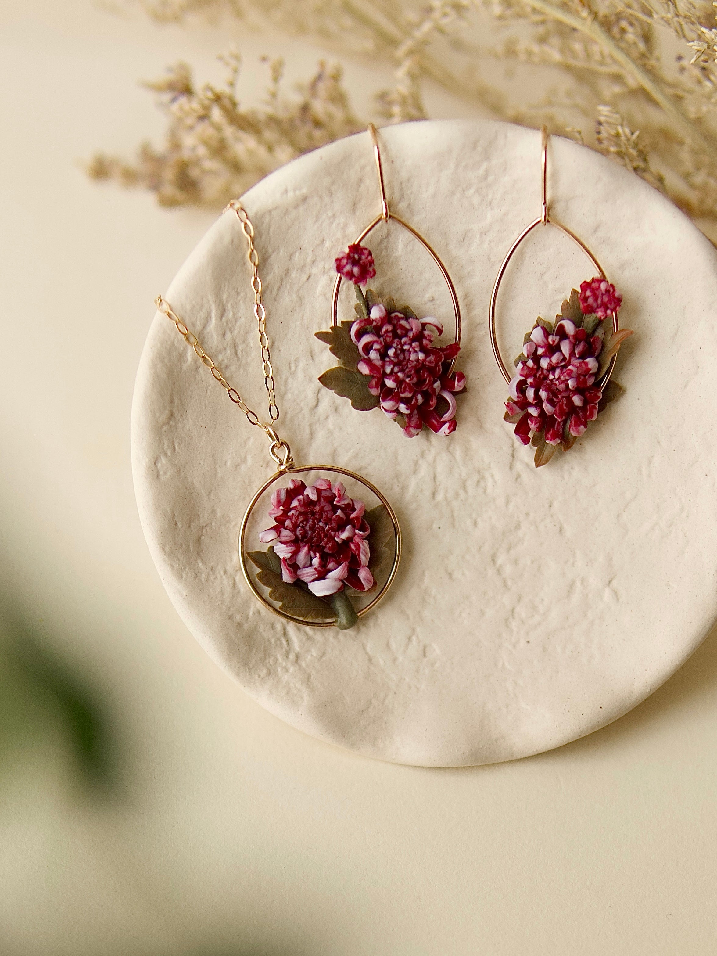 Chrysanthemum Earrings / Necklace