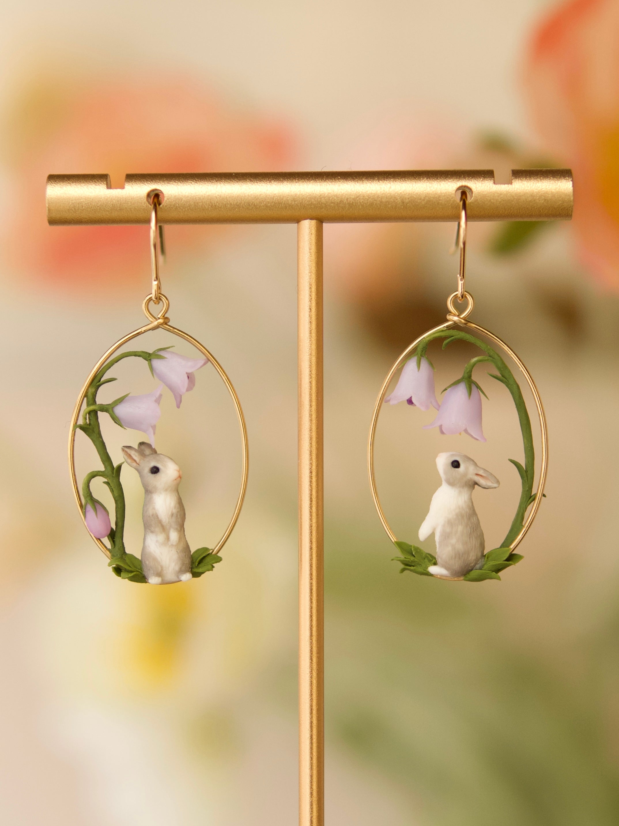Bunnies Under the Bellflowers Earrings