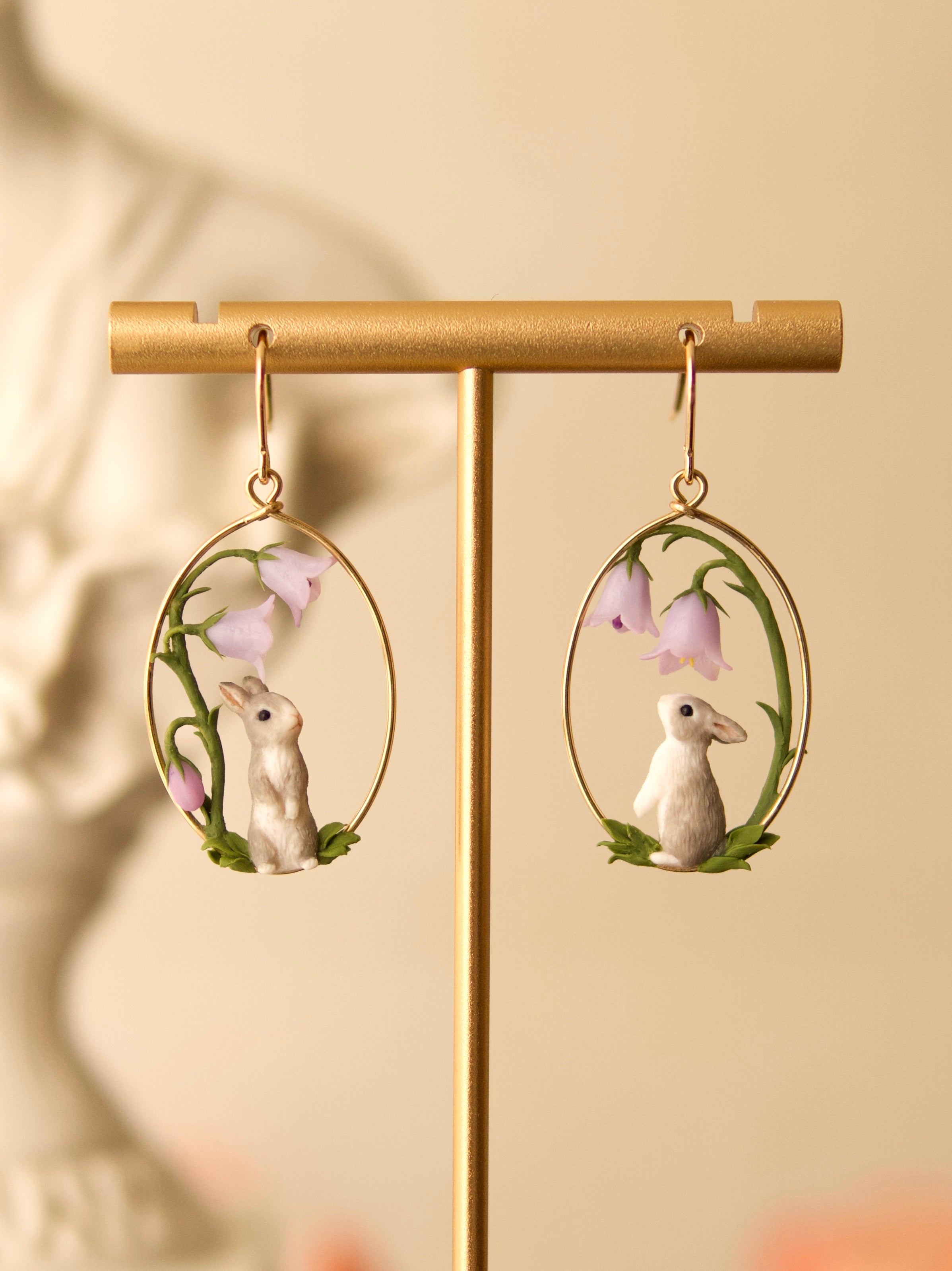 Bunnies Under the Bellflowers Earrings