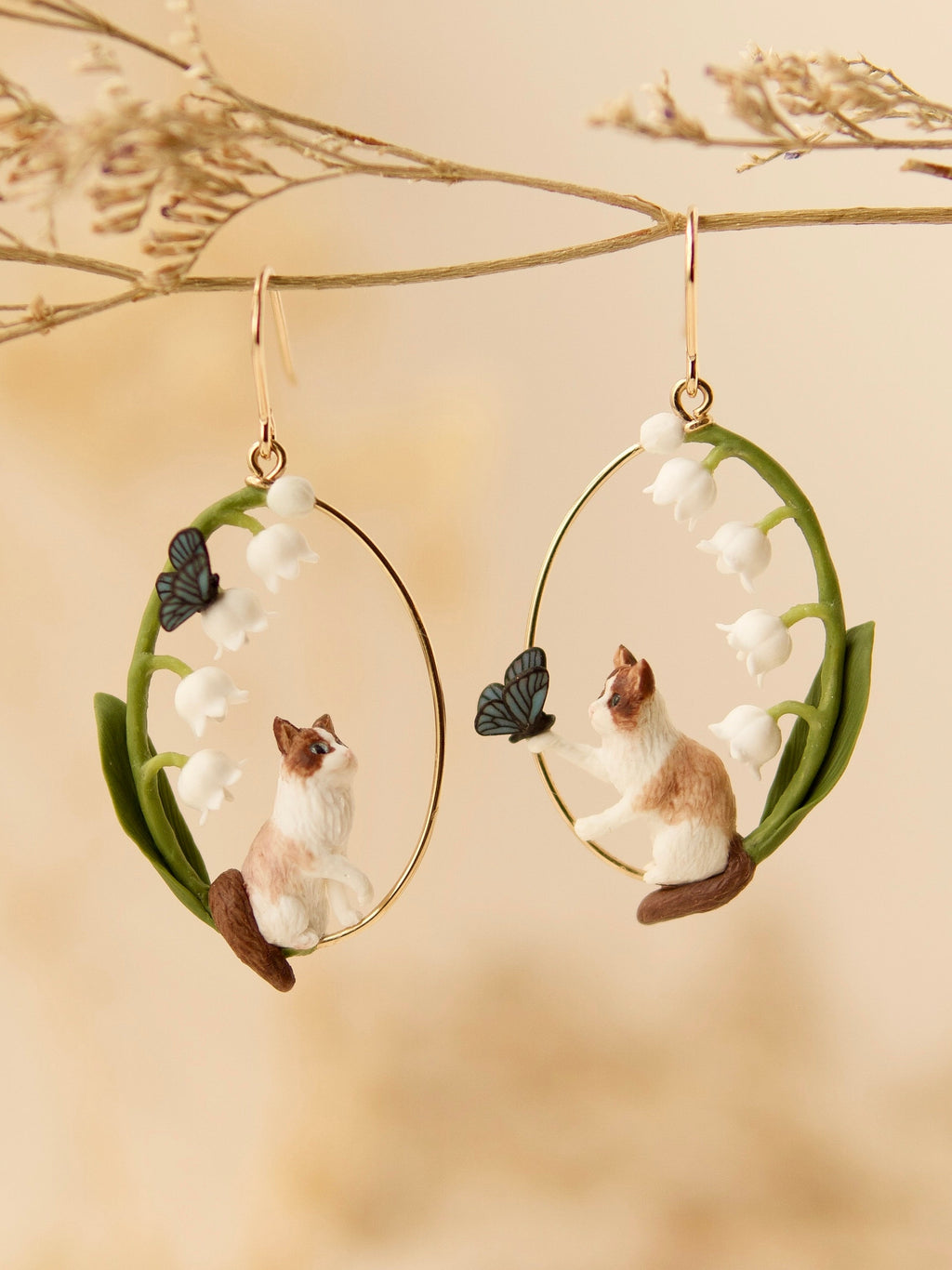 Lily of the Valley Cat Earrings