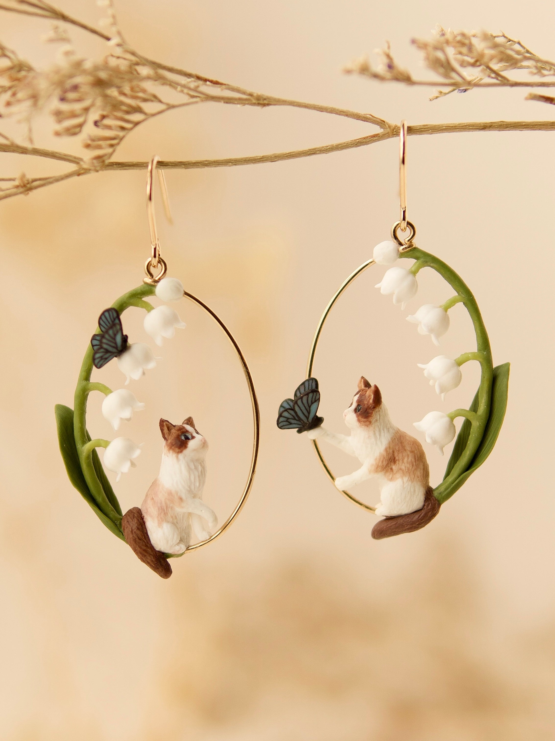 Lily of the Valley Cat Earrings