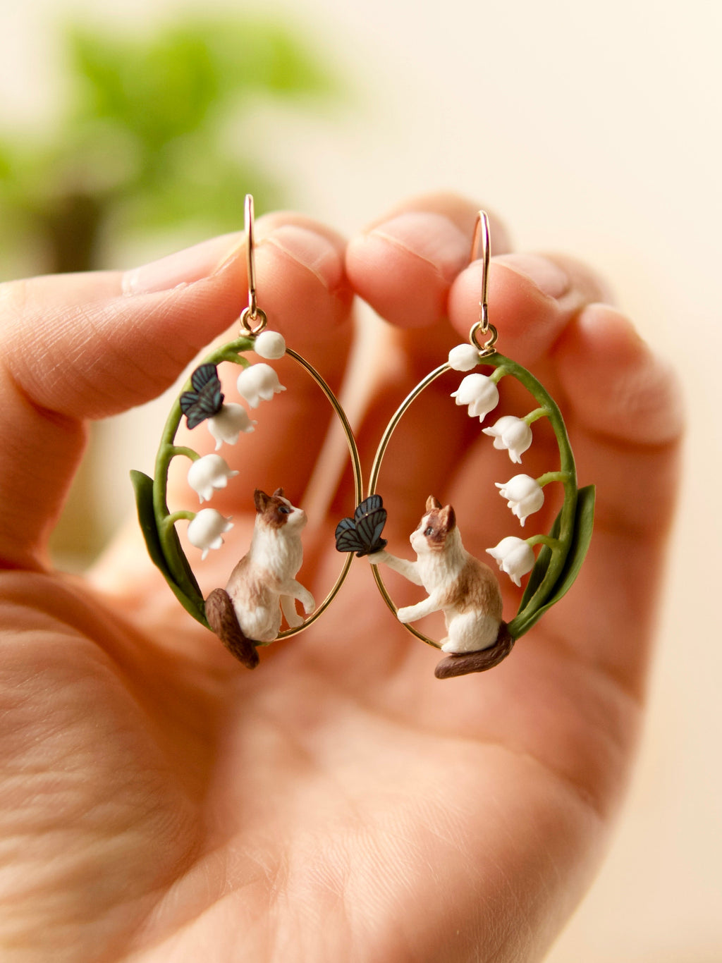 Lily of the Valley Cat Earrings