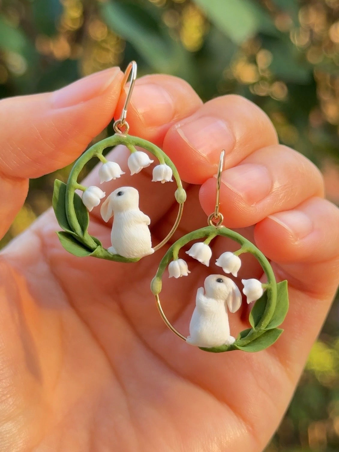 Lily of the Valley Rabbit Earrings