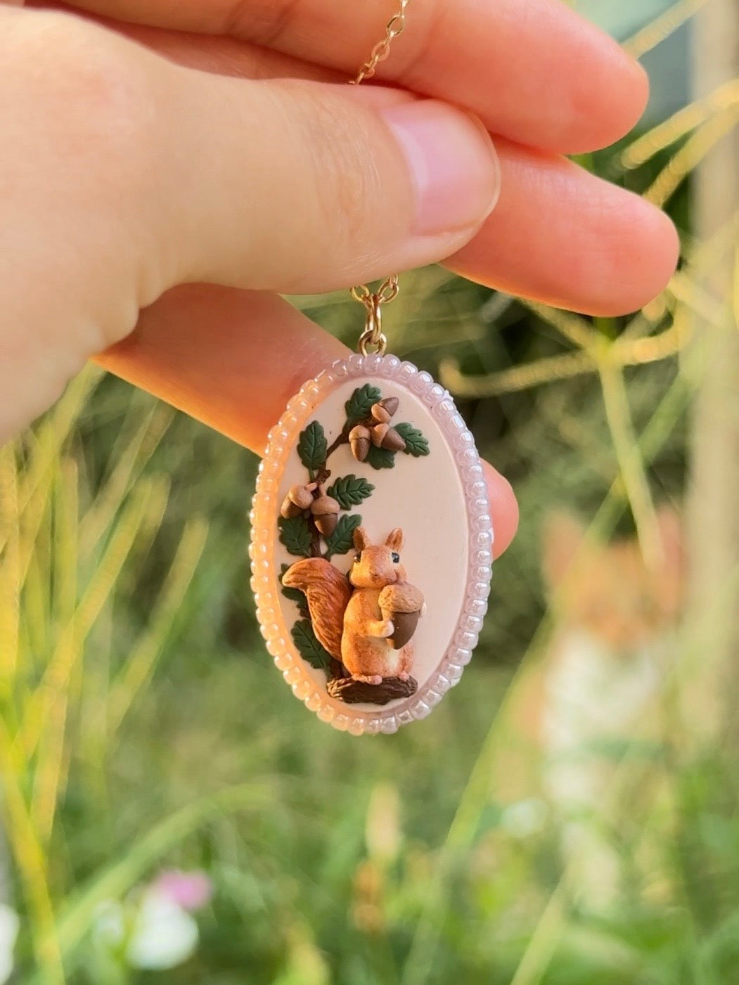 Woodland Acorn Squirrel Necklace