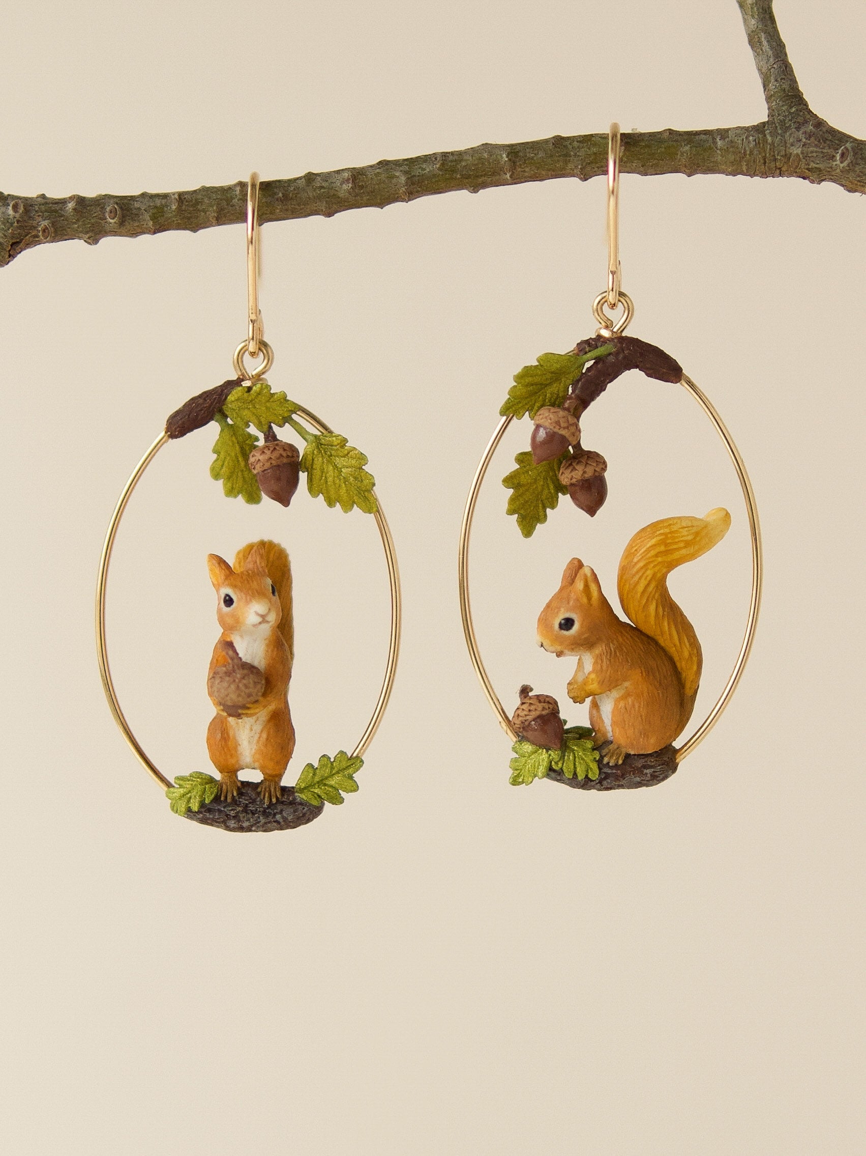 Forest Squirrels and Acorn Earrings